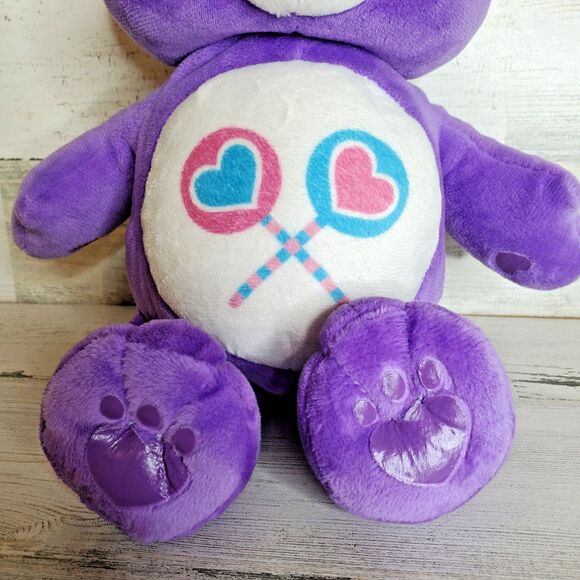 Care Bears Share Bear Purple White Lollipops 12" Plush Stuffed Animal 2015 NICE! - Picture 7 of 10